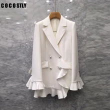 Модный костюм куртка Женский Осень корейский стиль сплошной цвет Блейзер, женский пиджак Темперамент двубортный женский топ