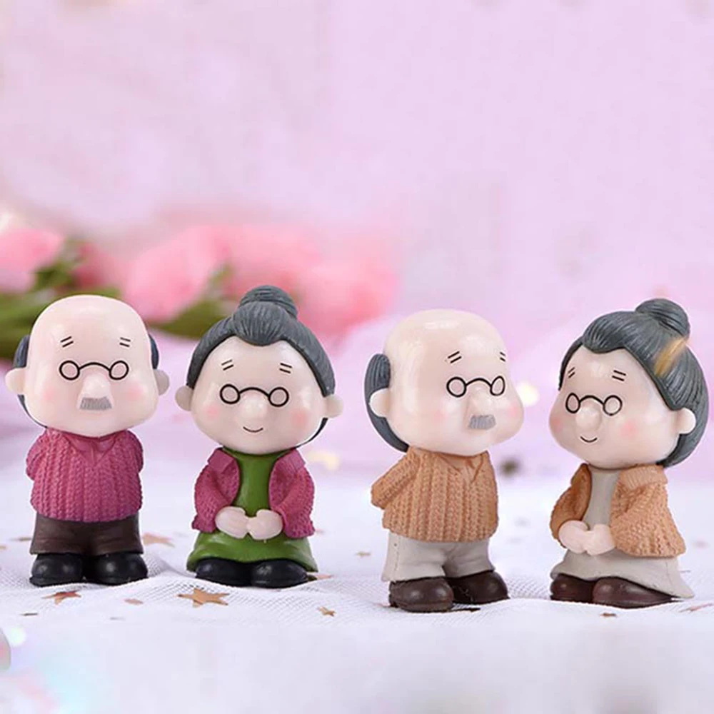Miniature couple ornament creative mini grandma grandpa lovers for fairy garden home decoration