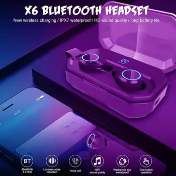 

X6 Pro TWS Bluetooth V5.0 Wireless Earphones Stereo Dual Microphone Sports Earbuds IPX7 Waterproof with Charging Box