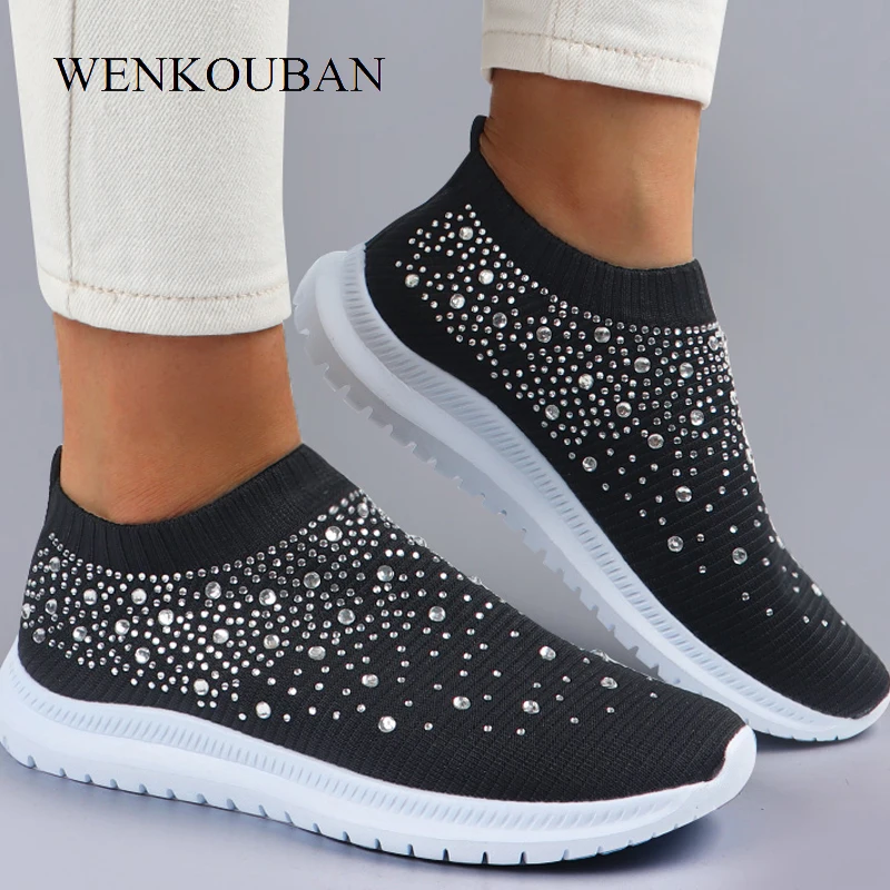 Details about   Women Diamante Sock Trainers Sport Runing Sneakers Ladies Slip On Fashion Shoes 