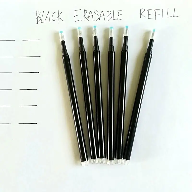 6 PCS BLACK Волшебная стираемая ручка, заправка синими чернилами, 0,7 мм, фрикционная ручка, запасная ручка для школы, офиса, канцелярские принадлежности, студенческие канцелярские ручки - Цвет: 6 PCS BLACK