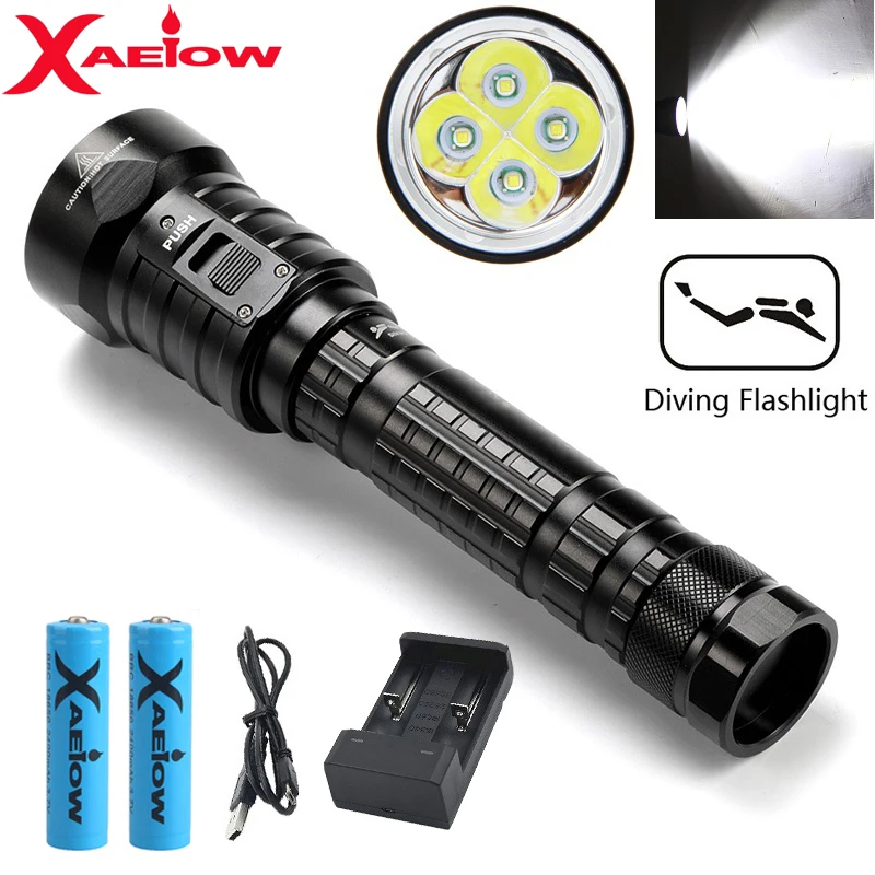 

3 Modes 4000 Lumens LED Diving Flashlight LED Underwater 100 Meters Light IPX8 Waterproof Submarine Torch Lamp