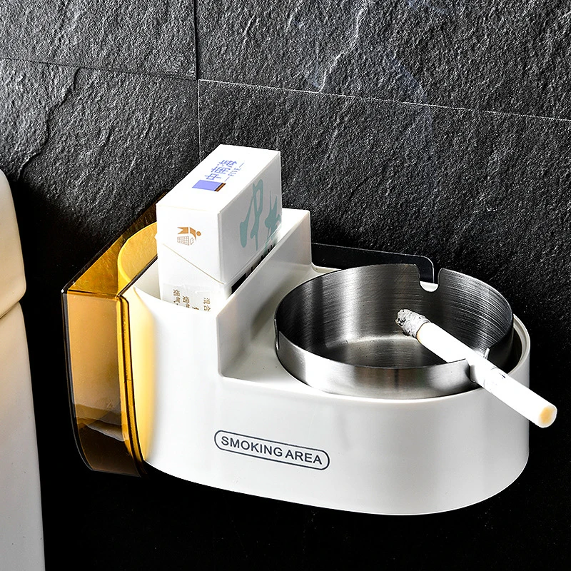 Hanging Cigarette Storage Rack Bathroom Wall Stainless Steel Ashtray Toilet Storage Cup Anti-fall DIY Europea Cigarette Tool Box cigarettes ashtray stainless steel ashtray