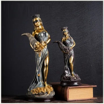 

European Retro Pluto Fortune Goddess Art Sculpture Greek Mythology Statue Figurine Resin Crafts Decorations for Home R3732