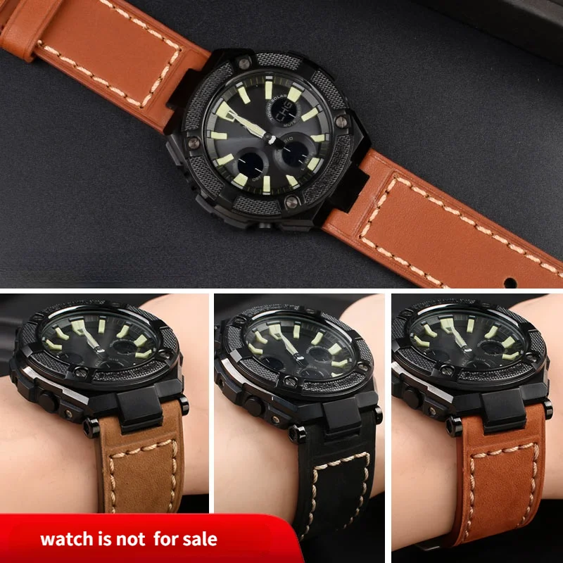 Matte leather watch strap for casio GST-W120L/W130L//S120/S100/S110  26mm  concave interface