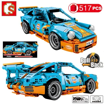 

517pcs Pull Back Racing Technic Car Model Building Blocks Technic City Cars Bricks Creative Education Toys for Boys Children