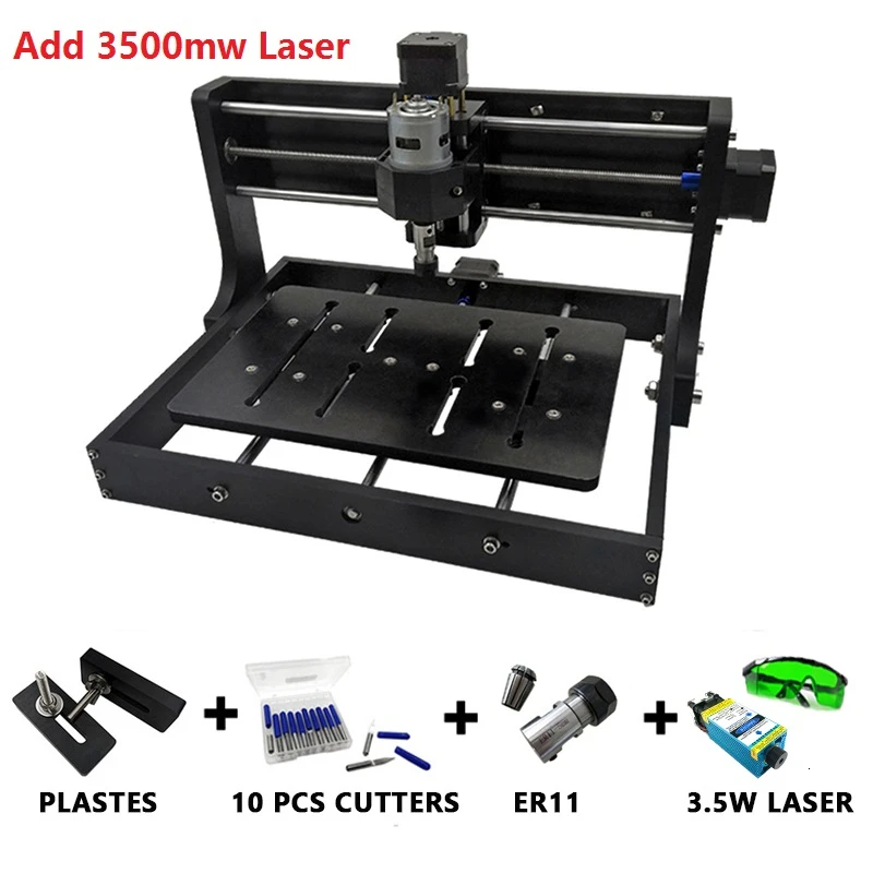 CNC 3020 мини настольный лазерный гравер GRBL DIY Дерево CNC3020 фрезерный станок гравировальный станок деревянный акриловый из ПВХ PCB металл - Цвет: Add 3500mw Laser