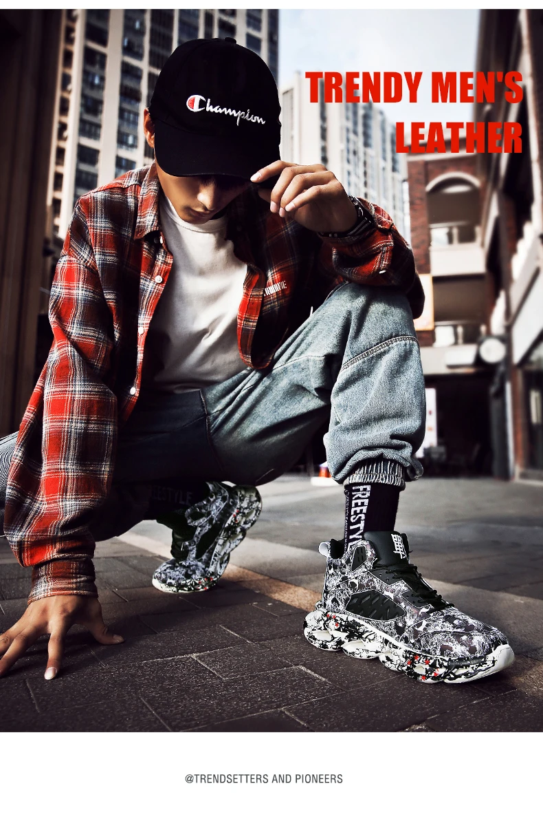 New Graffiti Basket Shoes Fashion Men's Hip Hop Street Dance Shoes Professional Men Running Shoes Mesh High Quality Sneaker