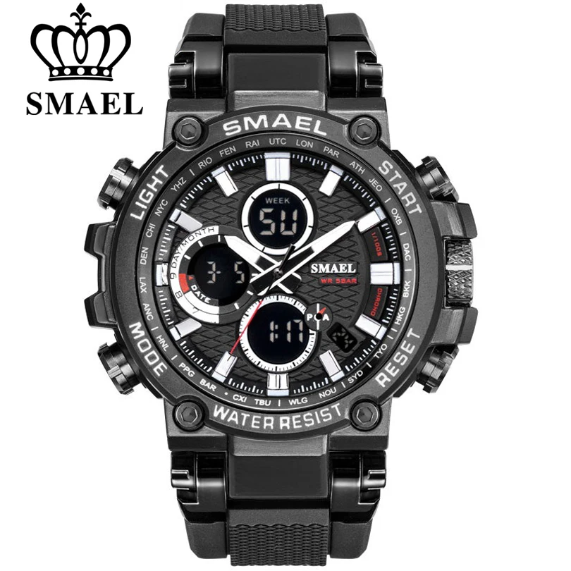 SMEAL Men Watch Digital Waterproof Clock Army Military Watches LED Men's WristWatch 1803 Sport Watch For Men Relogio Masculino afbeelding