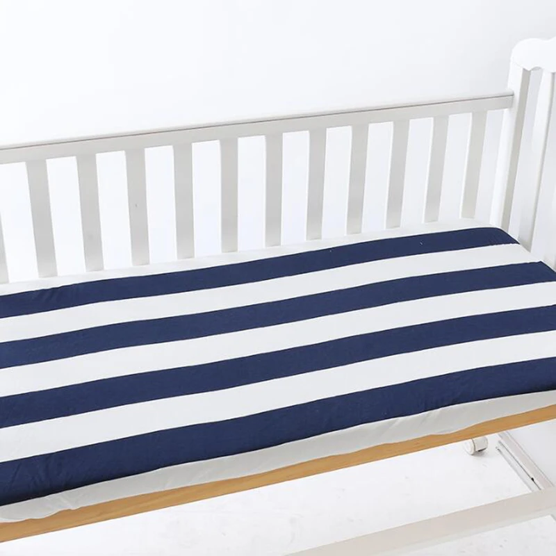 

Newborn Crib Baby Crib Mattress Cover Bed Sheet Cotton Bedding Set Mattress Protection Simple Stripe Sheet YME005