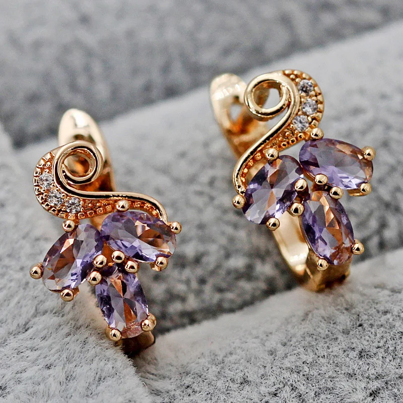 Fashion Jewelry Women's earring Bohemian Hoop Earrings Gold drop blue Zircon Gift accessories | Украшения и аксессуары