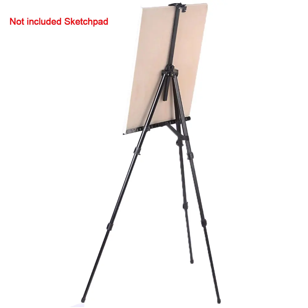 

Black Desktop Travel Outdoor Folding Iron Artist Portable Telescopic Craft Supplies Sketching Stand Display Painting Easel