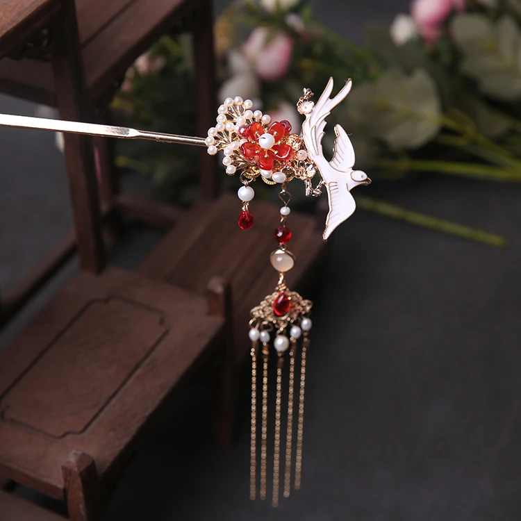 Najtaniej Starożytności Hanfu Kanzashi nakrycia głowy klasyczny kwiatowy frędzel step shake do włosów spinki do włosów starożytnych Handwork ozdoba do włosów Cosplay