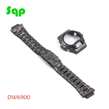 

New Arrival DW6900 Stainless Steel Black Camouflage Watch Set Watchband Bezel/Case Metal
