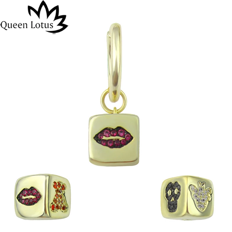 Queen Lotus Высокое качество Новые элегантные серьги в виде игральных костей AAA