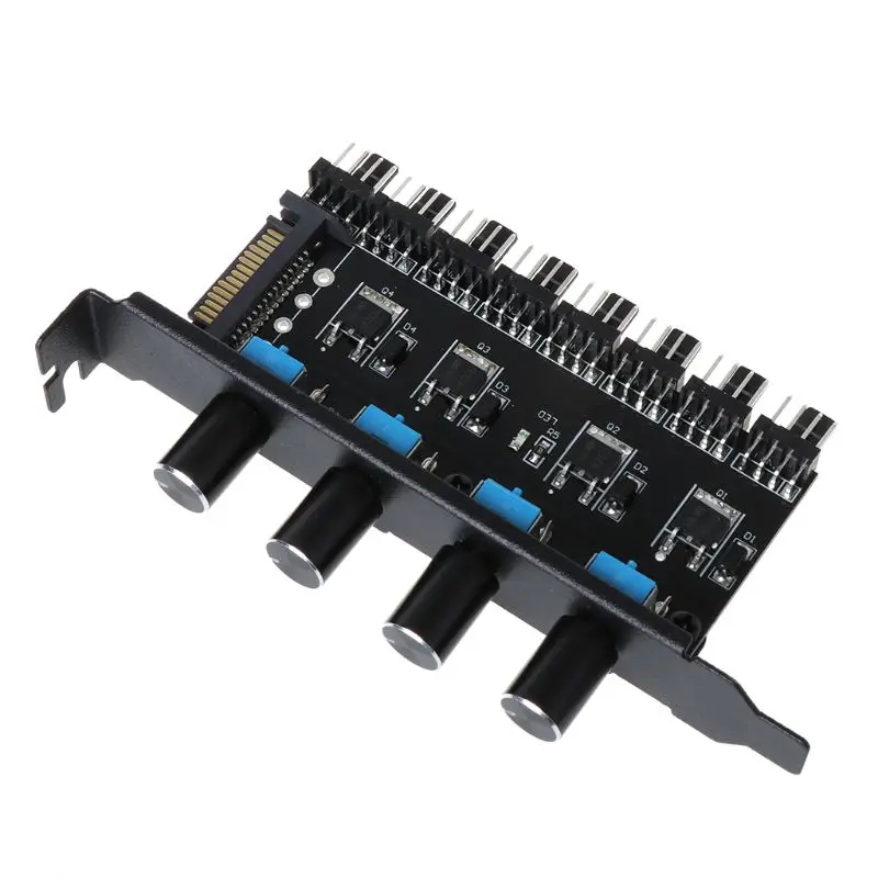 PC PC 8 Channels Fan Hub 4 Knob Cooling Fan Speed Controller for CPU Case HDD 5