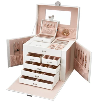 

Jewelry Box Princess Korean Hand Jewelry Collection Box European Style Lock Hand Decoration Box Large Capacity Dressing Case