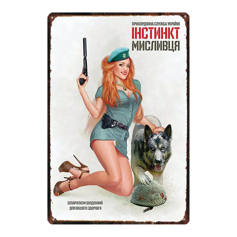 Винтажная русская мультяшная табличка железная картина пикантная девушка
