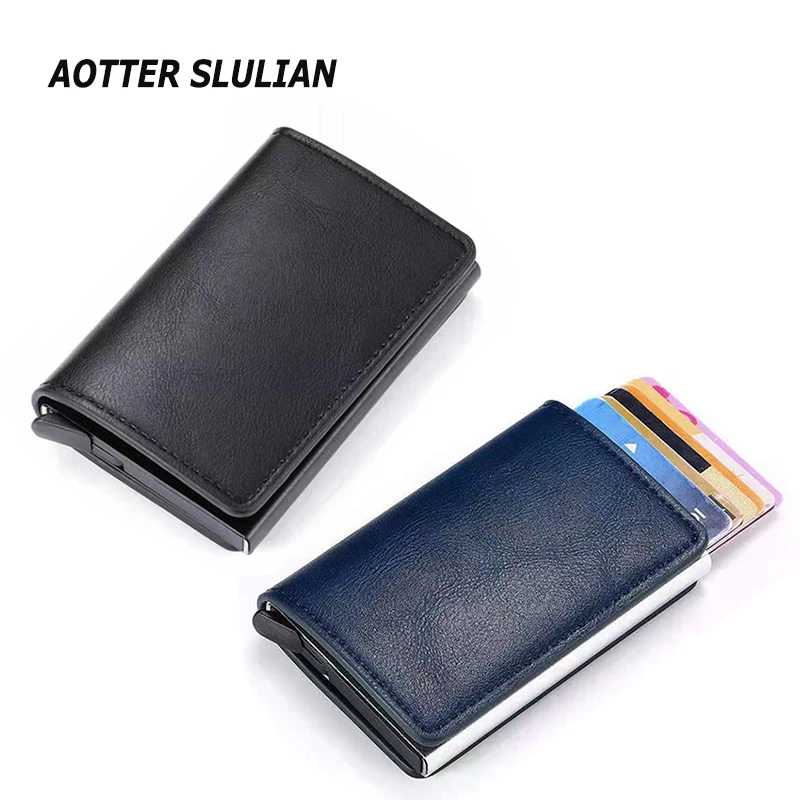 Cartera Inteligente Antirrobo con RFID, Monedero Pequeño de de Tarjetas de Identificación y Bancaria, Tarjetero Fino de Cuero Sintético Negro con Clip para Hombre y Mujer|Carteras| AliExpress