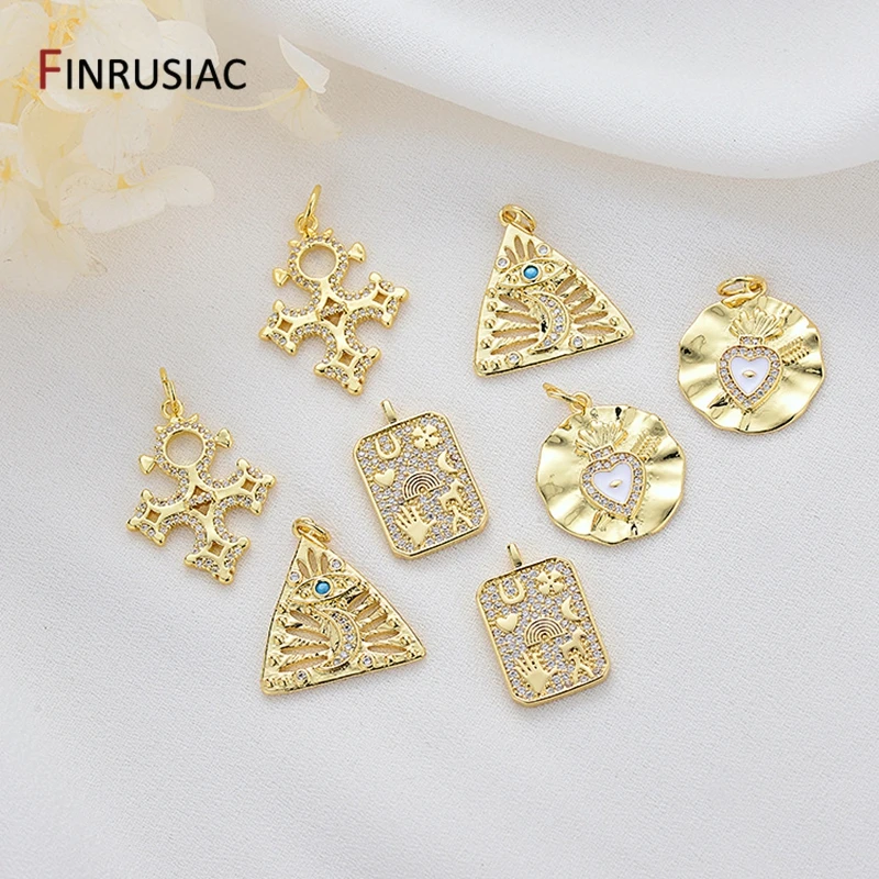 

New Series Element Primitive Tribal Pattern Pendants,Pave Setting Zircon 14k Gold Plated Pendants DIY Necklace Jewelry Making