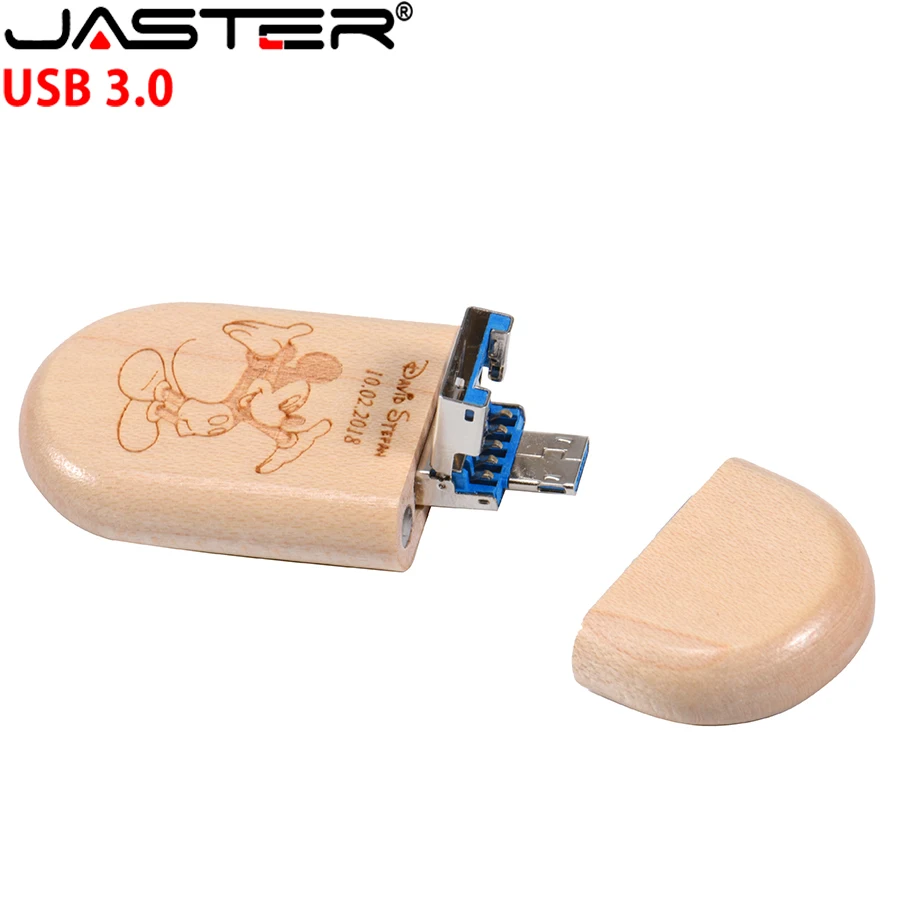 JASTER Пользовательский логотип клен деревянный+ коробка флеш-накопитель USB 3,0 pendrive 4G 16G 32GB 64GB 128GB U диск подарок 2 в 1 Интерфейс памяти