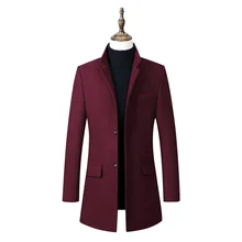 Повседневное зимняя куртка Для мужчин ветровка теплое толстое одноцветное Бизнес длинный плащ пальто мужской Для мужчин Формальное пальто розовый и цвета хаки, Casacos Hombre