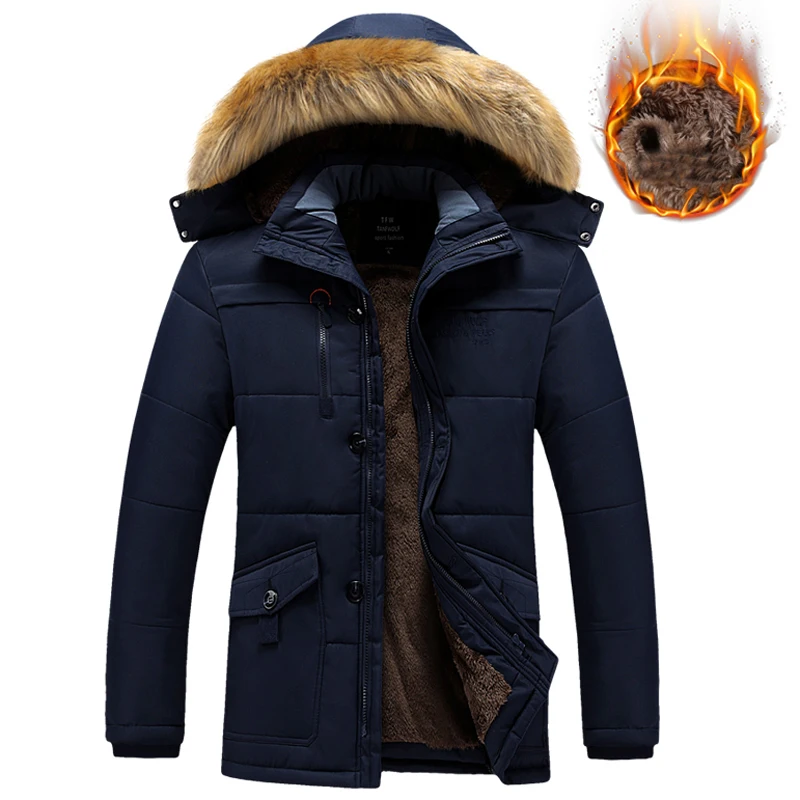 

Plus Size 6XL 7XL 8XL Winter Jacket Men Thick Warm Parka Fur Hooded Male Winter Coat Cotton Windbreaker Jackets Men clothing