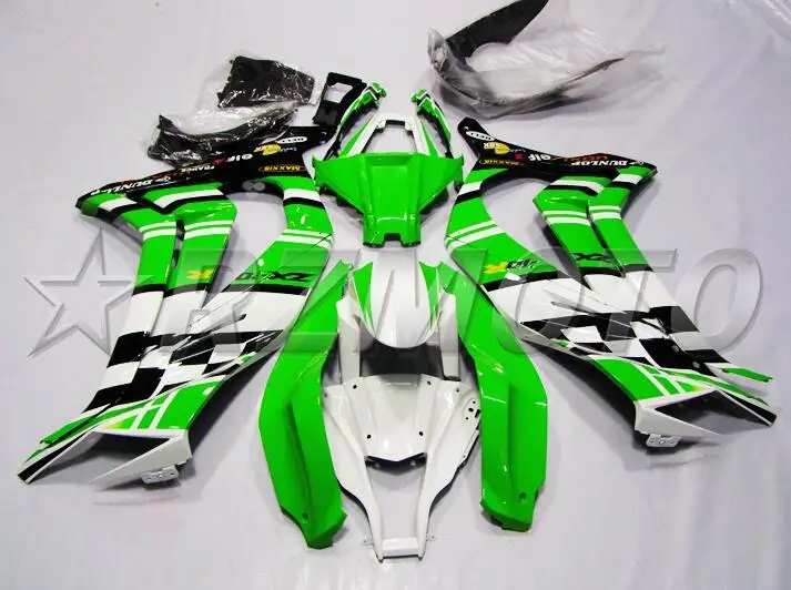 Литьевая форма) ABS обтекатель комплект подходит для Kawasaki Ninja ZX-10R ZX10R 2011- 11 12 13 14 15 обтекатели комплект зеленый белый