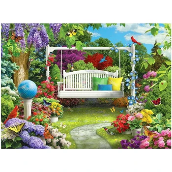 

Full Drill Round Diamond Painting Scenery Landscape Garden Swing Kit Embroidery Mosaic 5D DIY Cross Rhinestone Sitch Gift Decor