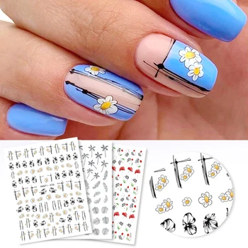 

1pcs Elegant Florals Nails Art Manicures 3D Nail Art Stickers Decorations Design Transfer Nail Sticker For Nails Tips Beauty