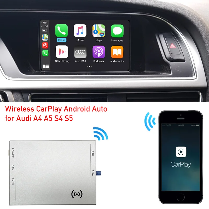 Автомобильный apple play для 2010-2016 S4 / S5 B8 MMI 3G беспроводной iphone carplay приложения android
