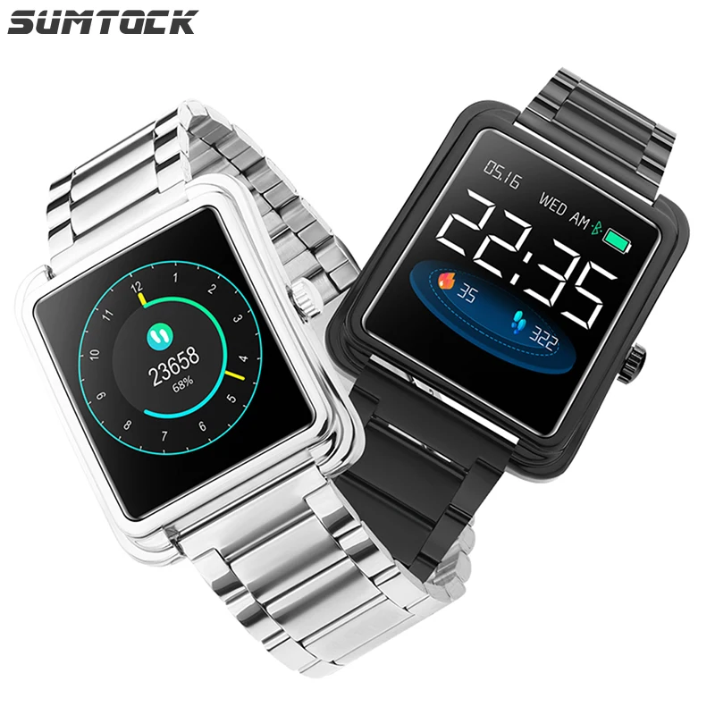 

SUMTOCK Smart Watch Men Sport Waterproof IP68 Watch Heart Rate Monitor Information Bluetooth Blood Smart Watch For IOS Android