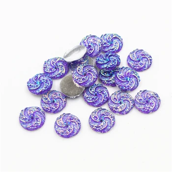 

New Fashion 40pcs 12mm Dark Purple AB Colors Windmill Style Flat back Resin Cabochon For Bracelet Earrings accessories-G1-06