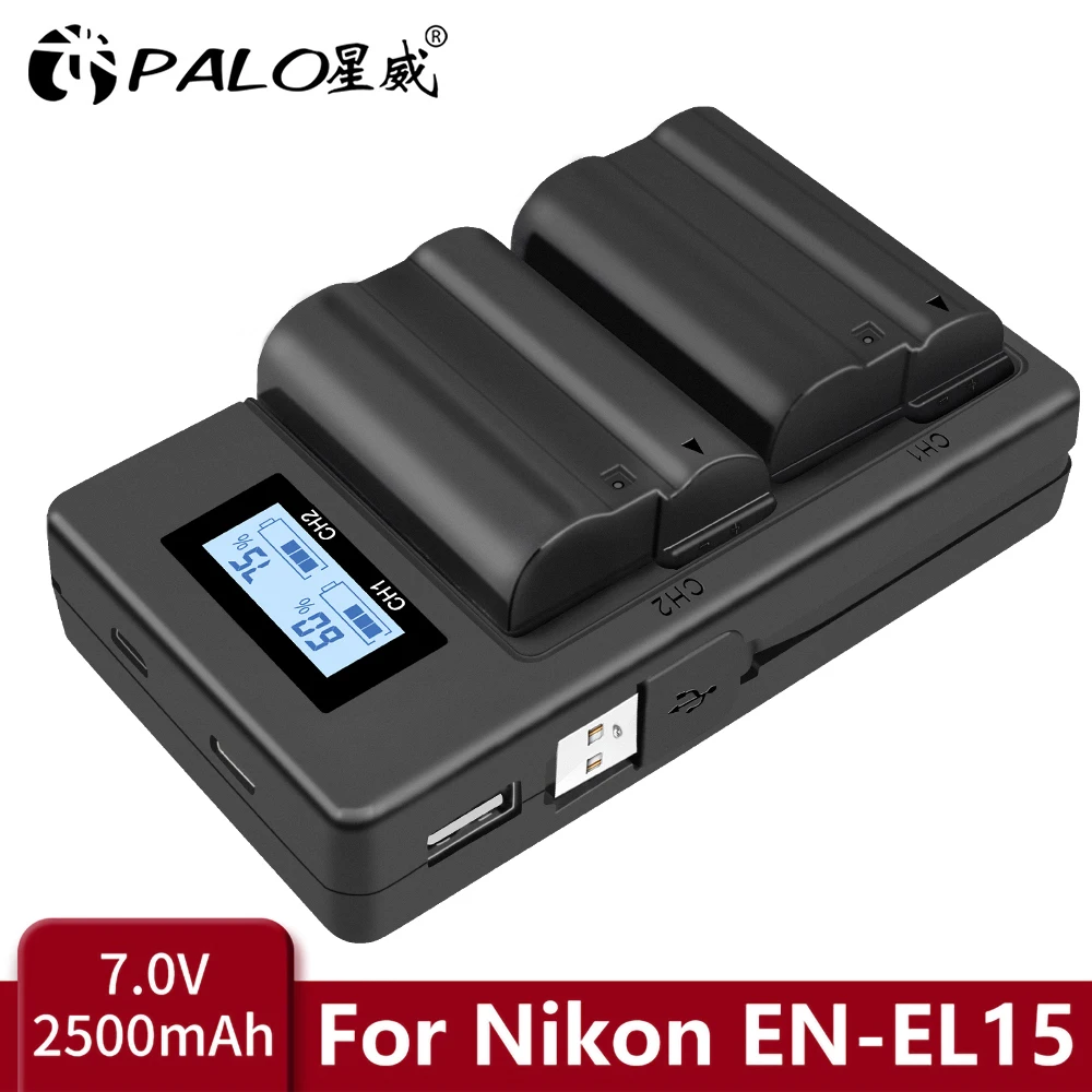 Palo En El15 En-El15A Enel15 En-El15 Batteria + Caricatore Usb Lcd Per Nikon D500 D600 D610 D750 D7000 D7100 D7200 D800 D800E D810