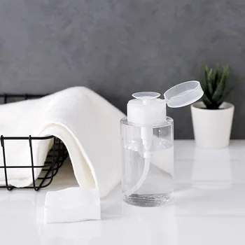

100/150/200ml Portable Push Down Empty Pump Dispenser Nail Polish Lip Eye Remover Bottles Clear Travel Cosmetic Bottling