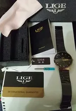 LIGE-Reloj de cuarzo con malla de acero inoxidable para mujer, accesorio de lujo, relojes de marca resistentes al agua, ultrafinos, calendario semanal + caja, regalo
