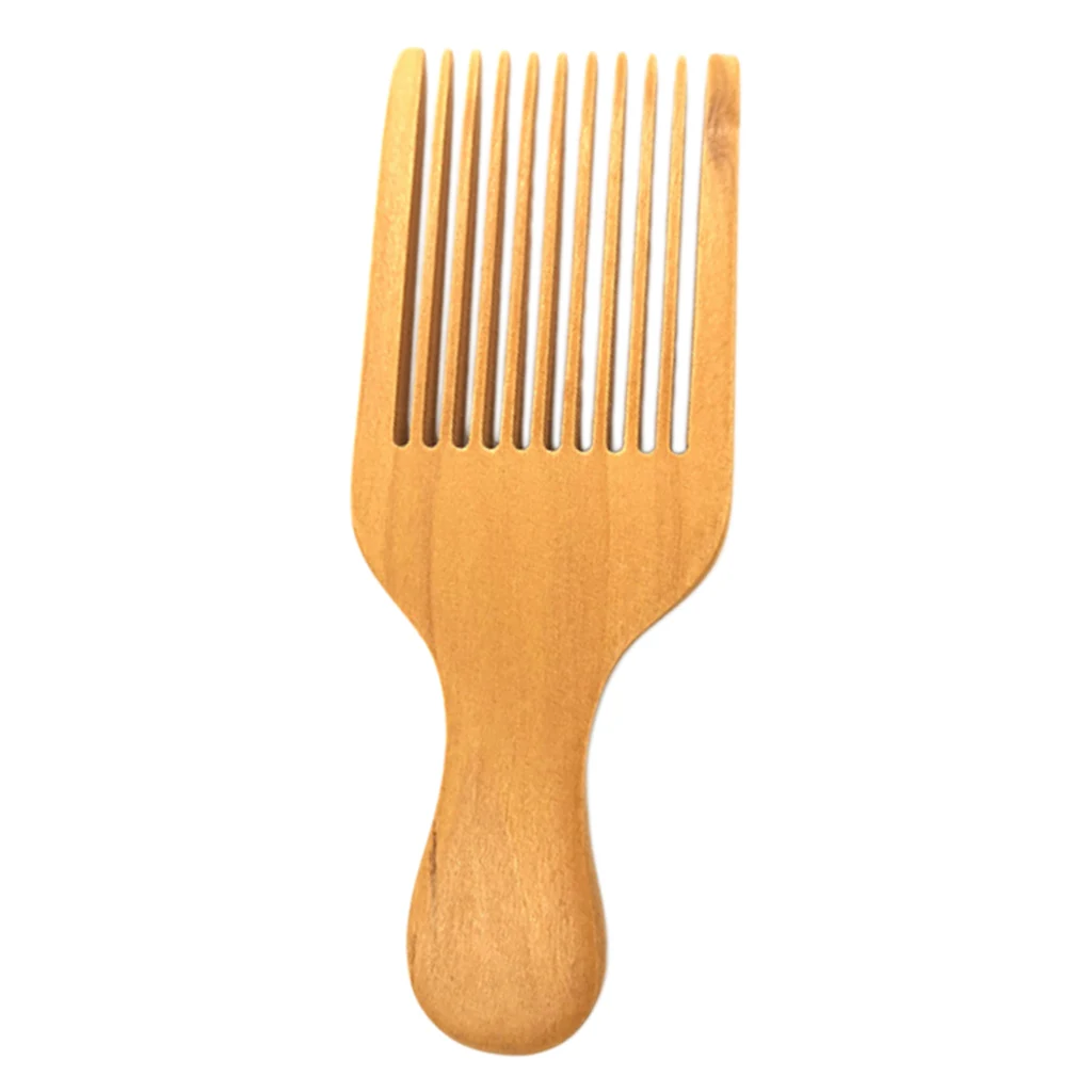 Anti-static Natural Wooden Hair Pick Comb Scalp Massage Wide Tooth Detangling Afro Lift Styling Accessories | Красота и здоровье