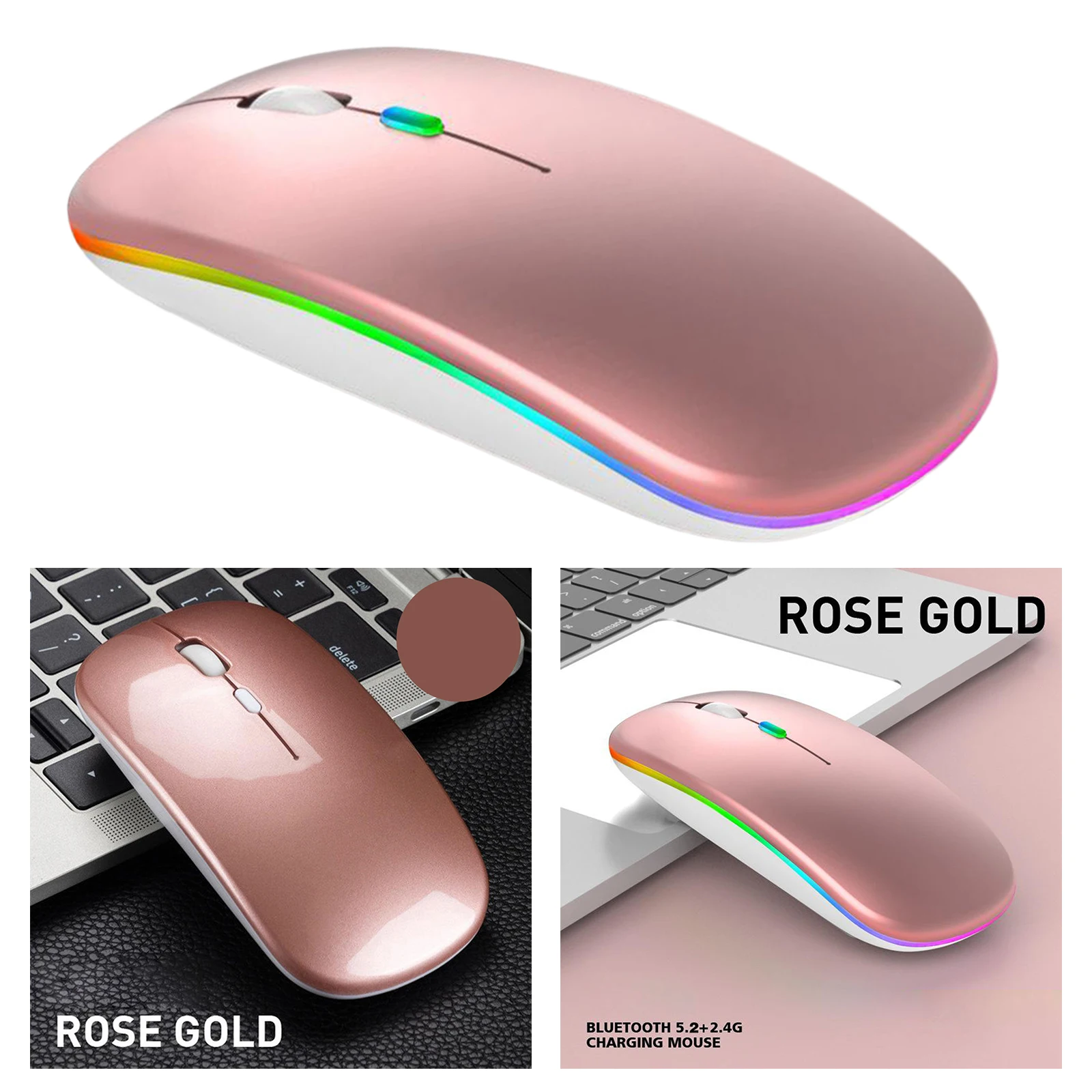Silent 2.4G LED Wireless Mouse Rechargeable Optical Laptop Desktop Mouse
