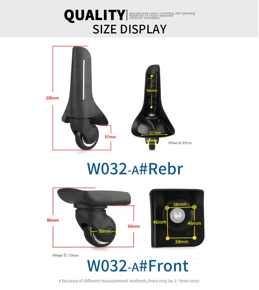 Replacement wheels for suitcase luggage high quality travel bag casters repair Wear resistant password box luggage wheels