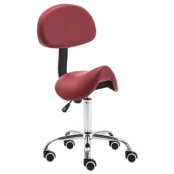 

Medical Spa Drafting Stool with Back for Home/Office Saddle Chair with Footrest&Swivel Adjustable Leather Makeup Salon Chair