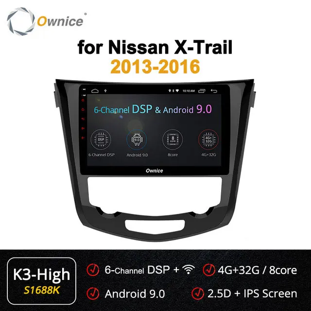 Ownice carplay 10,1 ''Восьмиядерный Android 9,0, 4 ГБ, 64 ГБ, автомобильный радиоприемник gps Navi зарядное устройство для автомобиля с стерео для Nissan X-Trail 2013 - Цвет: S1668 K3-High
