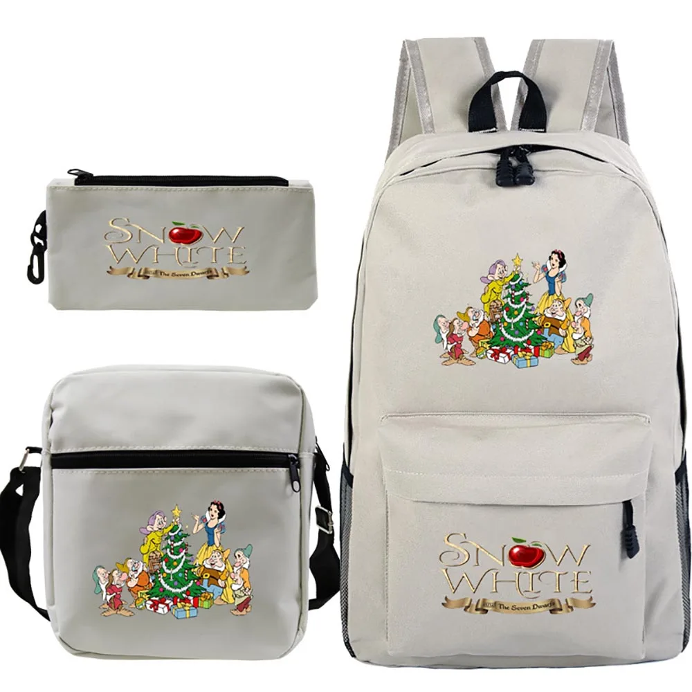 2021 New Disney Snow White Cartoon Pattern Student Backpack Three-Piece Elementary Schoolbag Small Shoulder Bag Pencil Case