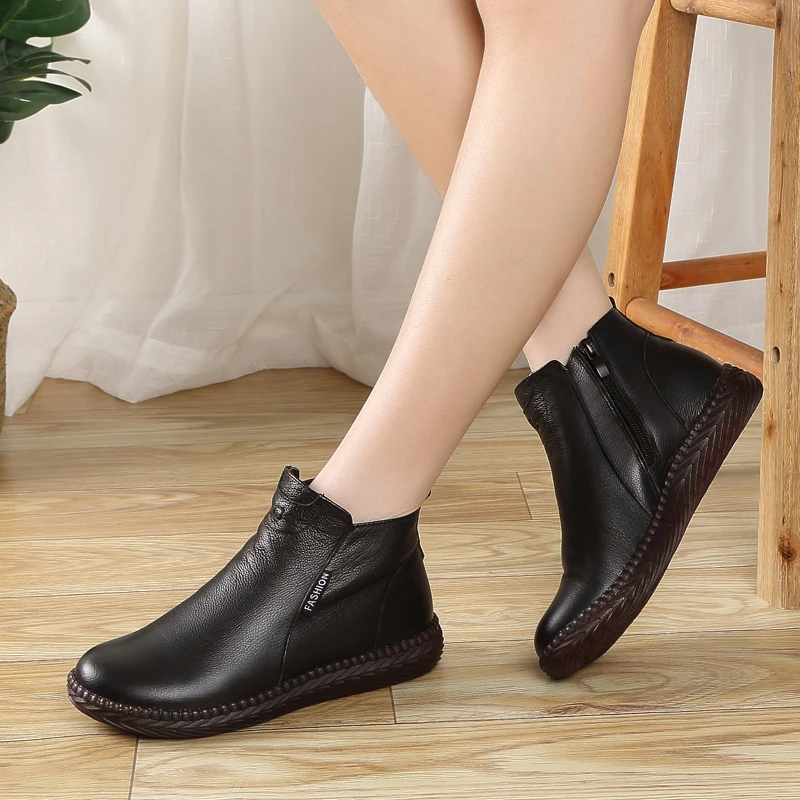 Najtaniej AARDIMI Zapatos Mujer prawdziwej skóry damskie zimowe buty Handmade Retro Zip kobiety botki zimowe buty damskie wiosna