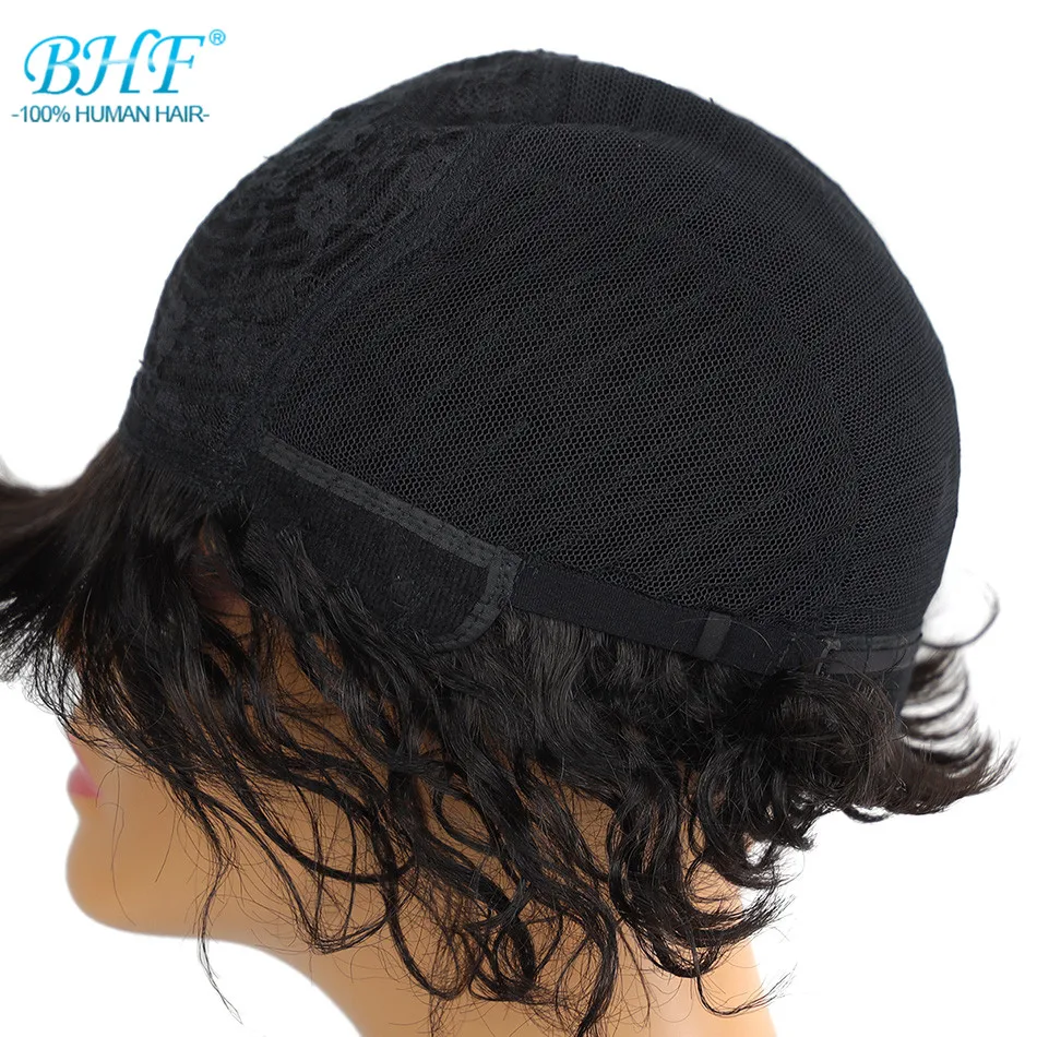 BHF Curly Human Hair Wigs with Bangs Fringe Wig 100% Natural Remy Brazilian Glueless Full Machine Wig