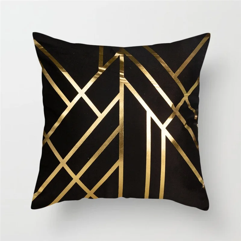 Fuwatacchi черный золотой фольгированный льняной чехол для подушки Европейская подушка с геометрическим узором(алмаз) чехол для домашнего стула дивана декоративные подушки 45*45 см - Цвет: PC08546
