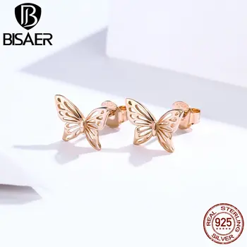 

Butterfly Earrings BISAER 925 Sterling Silver Butterfly Small Stud Earrings for Women Exquisite Silver Jewelry ECE452