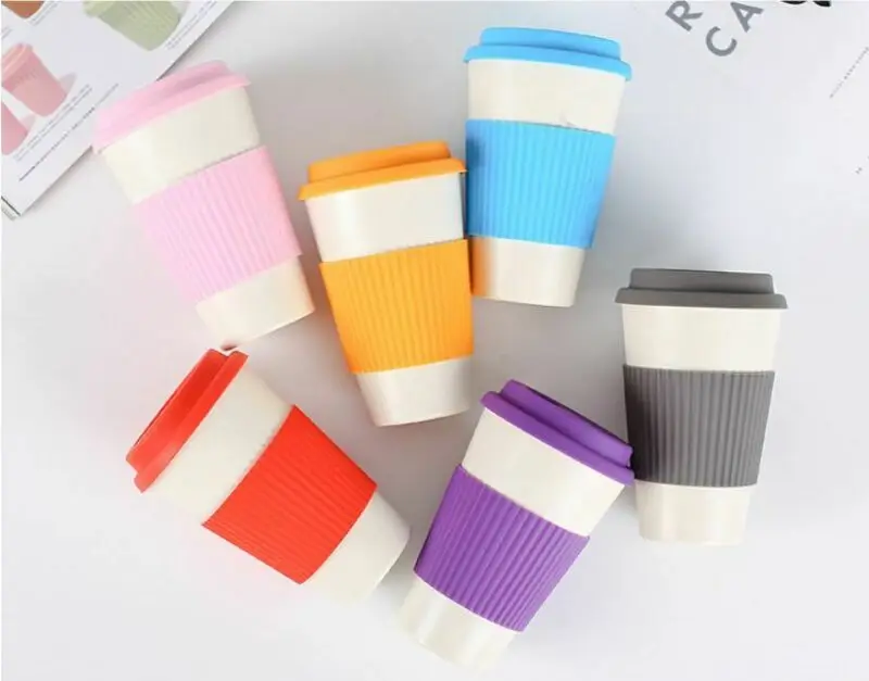 New Reusable Coffee Tea Cup Mug Bamboo Fiber Wheat Straw Travel with Silicone Lid 6 Style Simple Brief Mugs 2019 Hot | Дом и сад