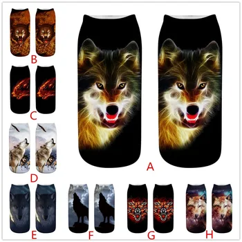 

Women 3d Wolf Socks Cute Casual Cotton Socks Head Print Medium Sports Socks Comfortable Funny Kawail Breathable Skarpet #W3