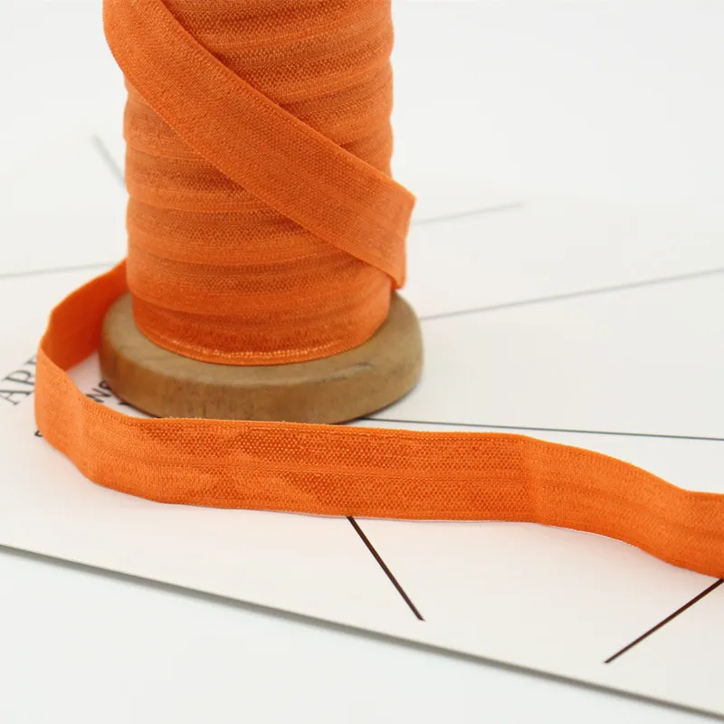 Orange750 50 ярдов Meetee 15 мм полиэфирная одноцветная эластичная лента нейлоновая тесьма DIY Edge band Йога пояс резинка аксессуары для волос RC324 - Цвет: Orange750