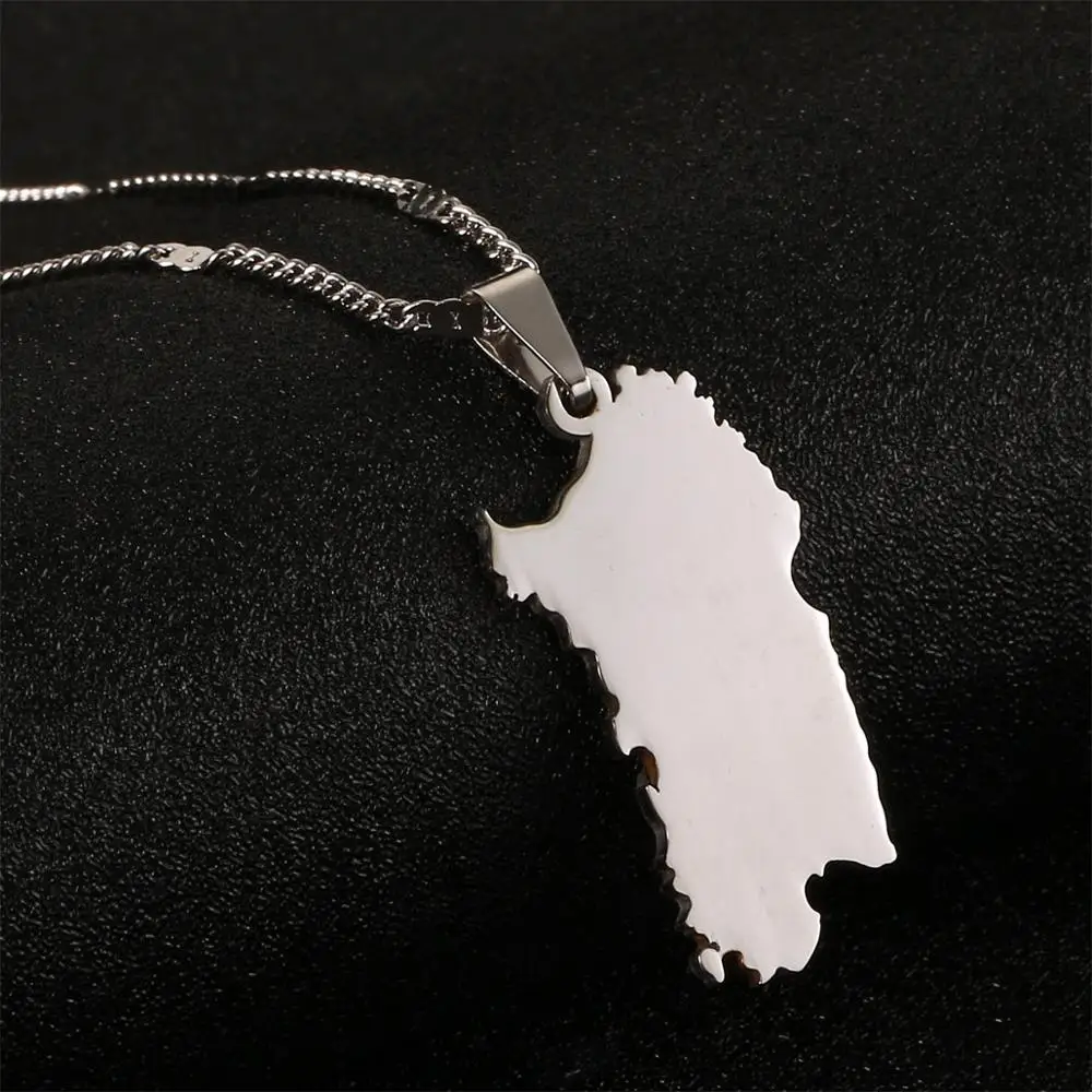 Collana In Acciaio Inossidabile Con Pendente A Forma Di Mappa In Acciaio Inossidabile
